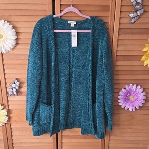 Coldwater Creek Women's Teal Blue Super Soft Cardigan Sweater